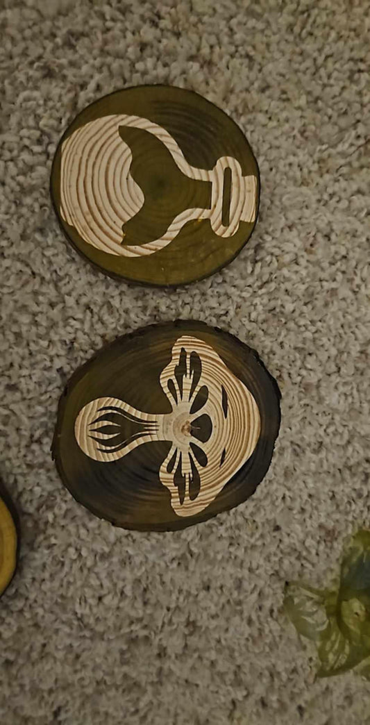 Wood burn coaster